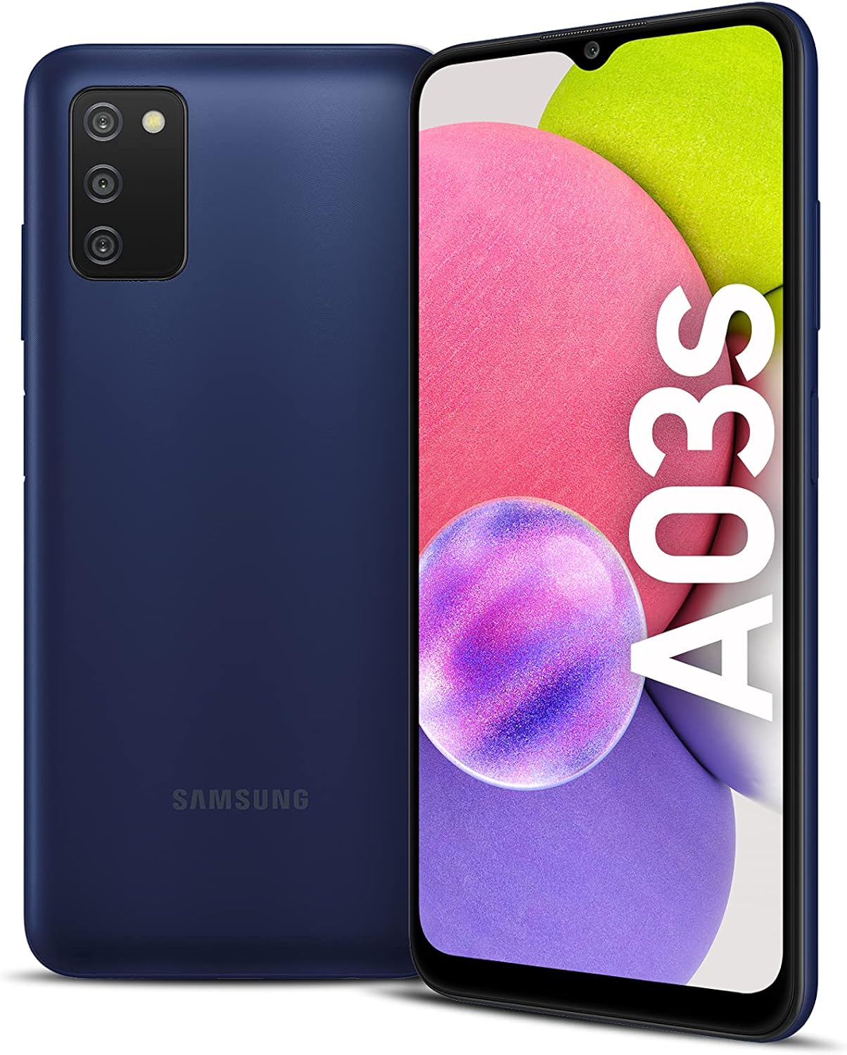 Black Samsung Galaxy A03s rear camera view