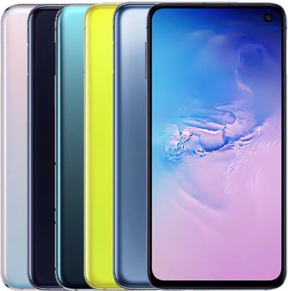 Samsung Galaxy S10e smartphones in various colors, showcasing sleek design and modern technology.