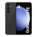 Samsung Galaxy S23 FE unlocked smartphone with 6.4-inch AMOLED display and punch-hole front camera.