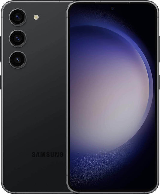 Samsung Galaxy S23 Plus Unlocked smartphone in black, featuring a 6.6-inch AMOLED display and triple rear cameras.