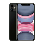 Front view of iPhone 11 with screen on displaying app icons.