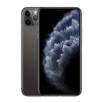 Front view of iPhone 11 Pro with screen on displaying app icons and home screen layout.