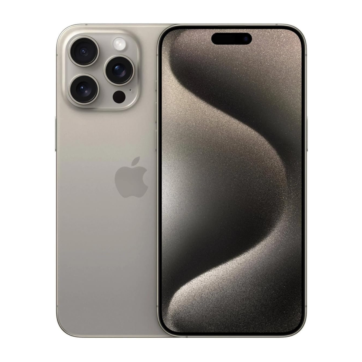 iPhone 15 Pro Titanium smartphone front and back view